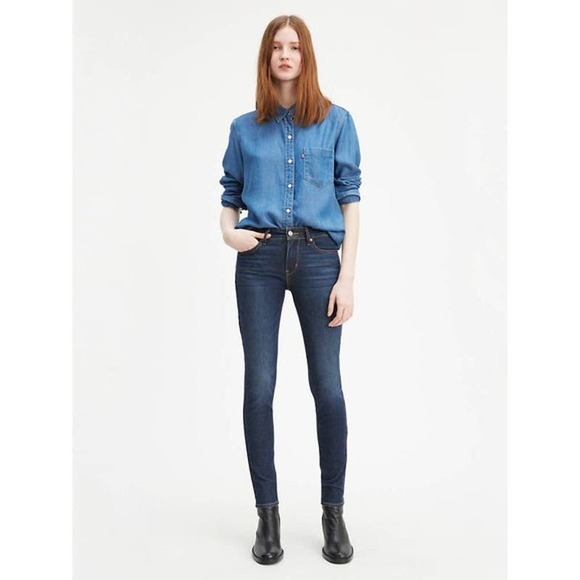 Levi's Denim - Levi's 711 Skinny Jeans Mid Rise Medium Dark Wash Stretch Women's Size 30